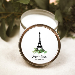 Adesivo Redondo Torre Eiffel e pinho   Joyeux moderno Noel