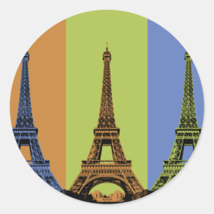 Adesivo Redondo Torre Eiffel em Tríptico de Paris