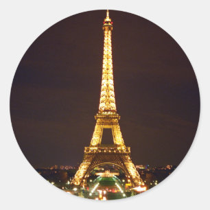 Adesivo Redondo Torre Eiffel na noite