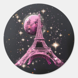 Adesivo Redondo Torre Eiffel Noite Lua