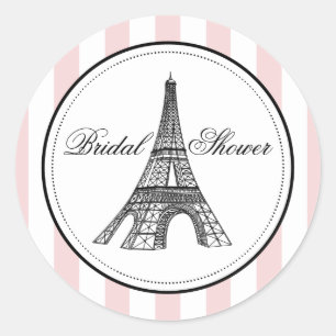 Adesivo Redondo Torre Eiffel Noiva Vintage Blush Paris Casamento