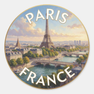 Adesivo Redondo Torre Eiffel Rio Sena Paris França