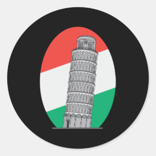 Adesivo Redondo Torre inclinada de Italia de Pisa