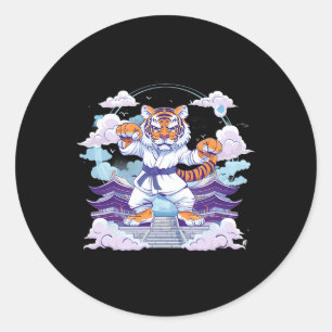 Adesivo Redondo Torre Pagode do Tigre do Kung Fu Judô Mma Taekwond