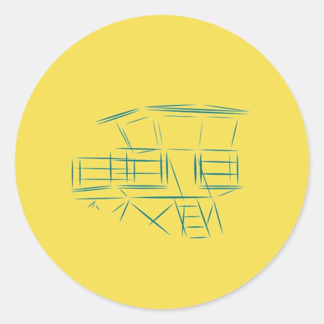 Adesivo Redondo Torre salva-vidas clássica (Frente)