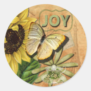 Adesivo Redondo Torre Sunflower e Eiffel