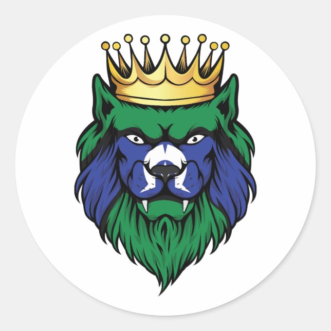 Adesivo Redondo Torres Strait Islands Lion King Flag (Frente)