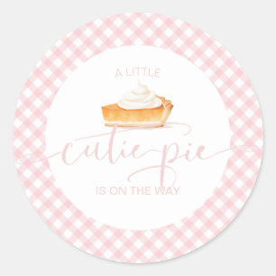 Adesivo Redondo Torta de abóbora Cutie Pie outono xadrez rosa baby