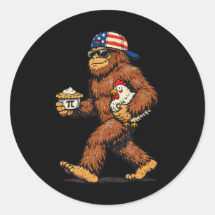 Adesivo Redondo Torta de Frango Sasquatch Pi Dia Engraçado