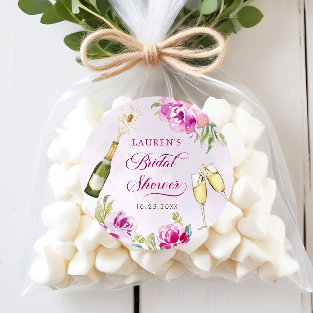 Adesivo Redondo Torta de Noiva Floral de Cálice de Vinho (Criador carregado)