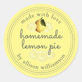 Adesivo Redondo Torta Rústica Caseira de Limão Amarelo