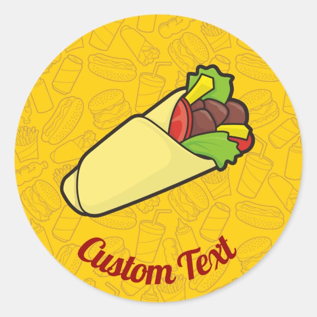 Adesivo Redondo Tortilla Sandwich Wrap Sticker (Frente)