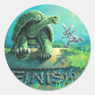 Adesivo Redondo Tortoise e a arte da lebre