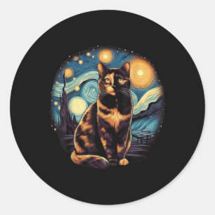 Adesivo Redondo TortoisesInferno Tortie Starry Night Art