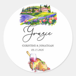 Adesivo Redondo Toscana Itália | Comida Italiana | Obrigado Favor