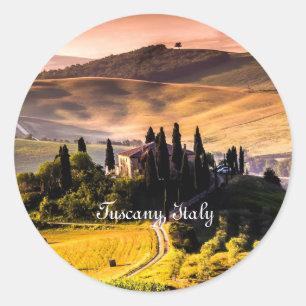 Adesivo Redondo Toscana, Itália - fotografia de paisagem