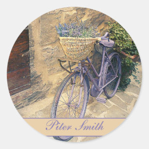 Adesivo Redondo Toscânia. Italia. Cortona. Bicicleta