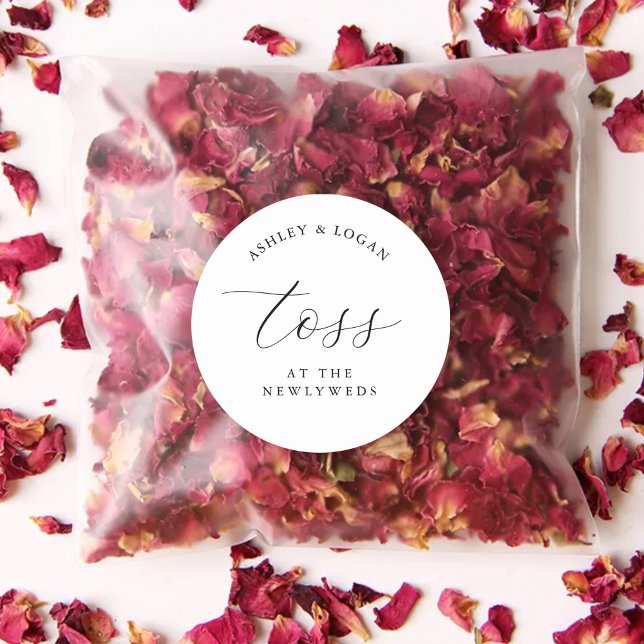 Adesivo Redondo Toss No Favor Do Confetti De Newlyweds (Criador carregado)