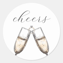 Adesivo Redondo Toste Bubbly Champanhe Elegante Chuveiro de Noiva