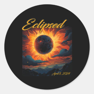 Adesivo Redondo Total 2024 Eclipse Solar Totalidade Sun Moon