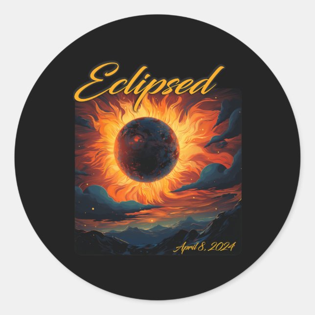 Adesivo Redondo Total 2024 Eclipse Solar Totalidade Sun Moon (Frente)