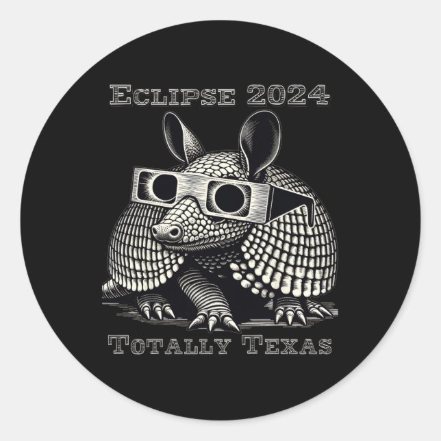 Adesivo Redondo Total de Eclipse Solar 2024 Totalmente Texas (Frente)