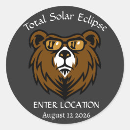 Adesivo Redondo Total de Eclipse Solar Aug 12 2026 Personalizado
