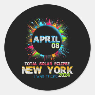 Adesivo Redondo Total de Eclipse Solar Nova Iorque 2024 Totalit Co
