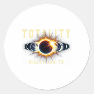 Adesivo Redondo Total de Eclipse Solar Total Tx 2024 Midlothian Ap