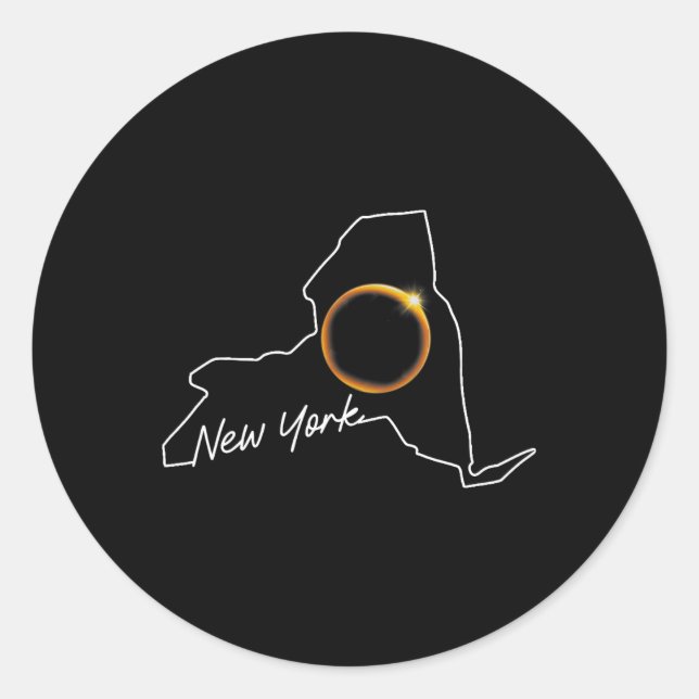 Adesivo Redondo Total de Mapa dos Eua Solar Eclipse Total em Nova  (Frente)