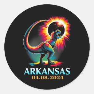 Adesivo Redondo Total do Arkansas Total Solar Eclipse 2024 T Rex D