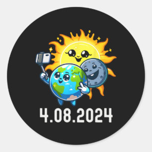 Adesivo Redondo Total do Eclipse Solar 2024 abril 8 Sel de Corte