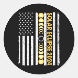 Adesivo Redondo Total do Eclipse Solar 2024 Totalidade Fases Améri