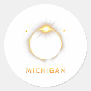 Adesivo Redondo Total do Michigan Eclipse Solar 2024 Totalidade 04