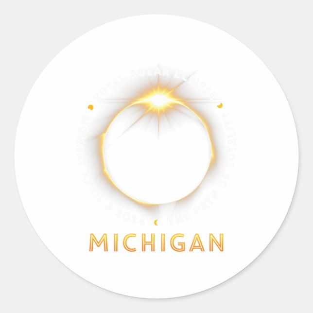 Adesivo Redondo Total do Michigan Eclipse Solar 2024 Totalidade 04 (Frente)