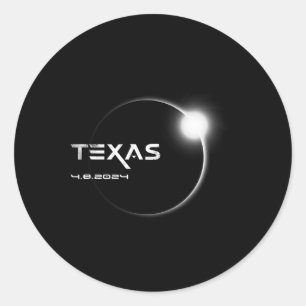 Adesivo Redondo Total do Texas 4.08.2024 Eclipse Solar Total 2024