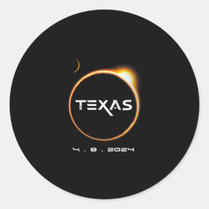 Adesivo Redondo Total do Texas 4.08.2024 Eclipse Solar Total 2024