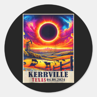 Adesivo Redondo Total Eclipse Solar 2024 do Kerrville Texas