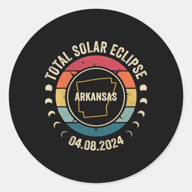 Adesivo Redondo Total Eclipse Solar 2024 Totalidade Americana abri (Frente)