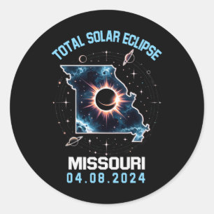 Adesivo Redondo Total Eclipse Solar abril 8 2024 Missouri Totalida