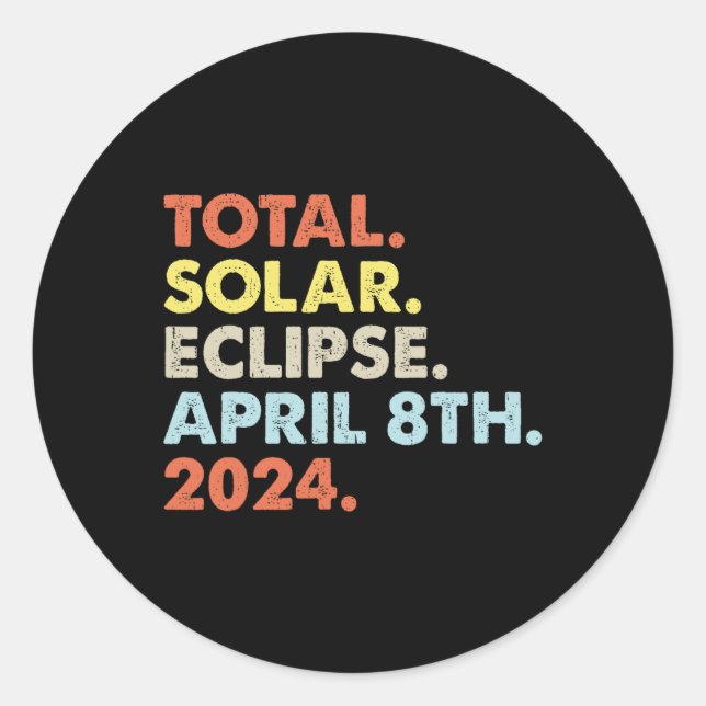 Adesivo Redondo Total Eclipse Solar Astron Totalidade abril 8 de 2 (Frente)
