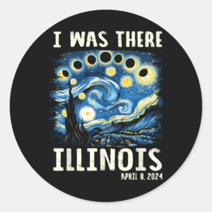 Adesivo Redondo Total Solar Eclipse 2024 Illinois - Starry Night P
