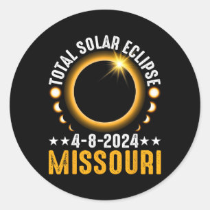 Adesivo Redondo Total Solar Eclipse 2024 Missouri April 8 America