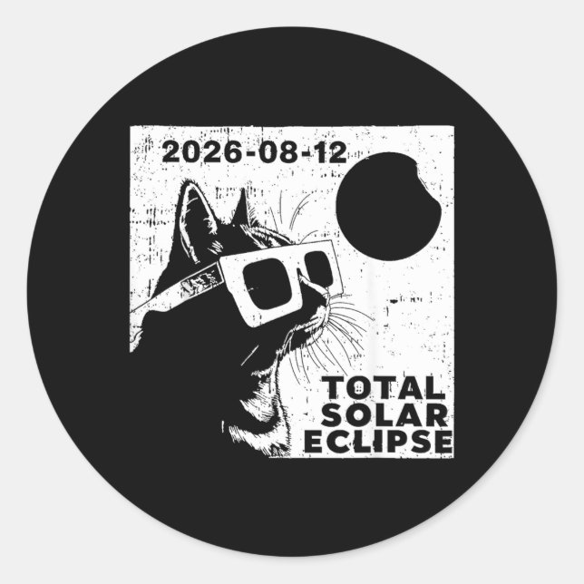 Adesivo Redondo Total Solar Eclipse 2026 Cat Lover (Frente)