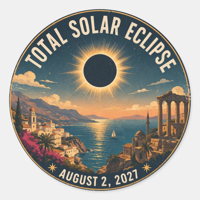 Adesivo Redondo Total Solar Eclipse 2027  (Frente)