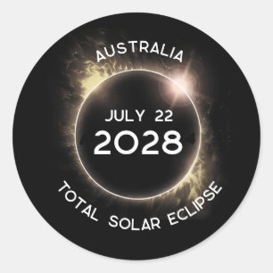 Adesivo Redondo Total Solar Eclipse 2028 Austrália
