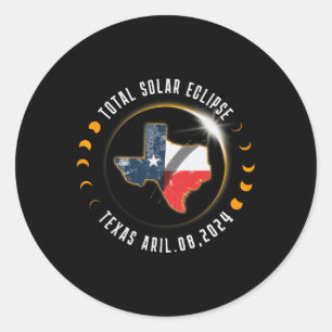 Adesivo Redondo Total Solar Eclipse América Totalidade Texas 8 de 