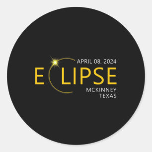 Adesivo Redondo Total Solar Eclipse Apirl 08 2024 Mckinney Texas T