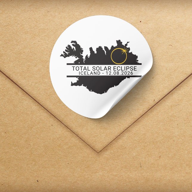 Adesivo Redondo Total Solar Eclipse August 12 2026 – Iceland (Criador carregado)