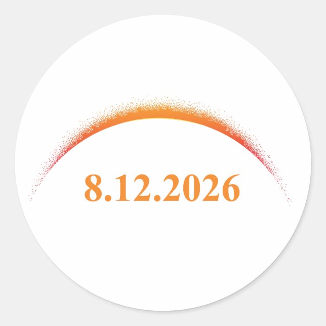 Adesivo Redondo total solar eclipse August 12 2026 orange sun (Frente)